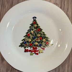 Festive Christmas Tree Plate Sea Gull Fine China Jian Shiang set of 4 dinner pl